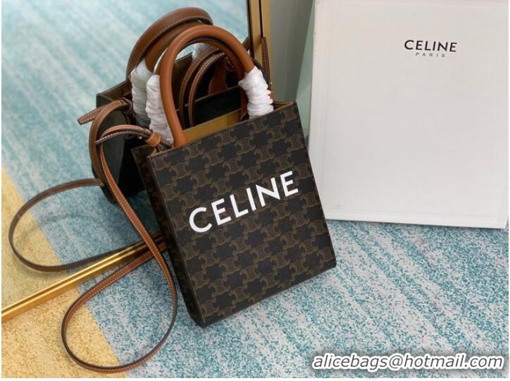 Promotional Celine MINI CABAS VERTICAL IN TRIOMPHE CANVAS 194372 black