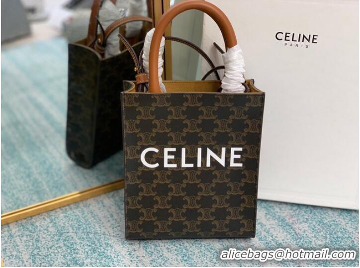 Promotional Celine MINI CABAS VERTICAL IN TRIOMPHE CANVAS 194372 black