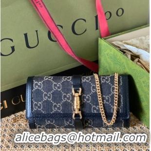 Promotional Gucci Jackie 1961 GG chain wallet 652681 blue