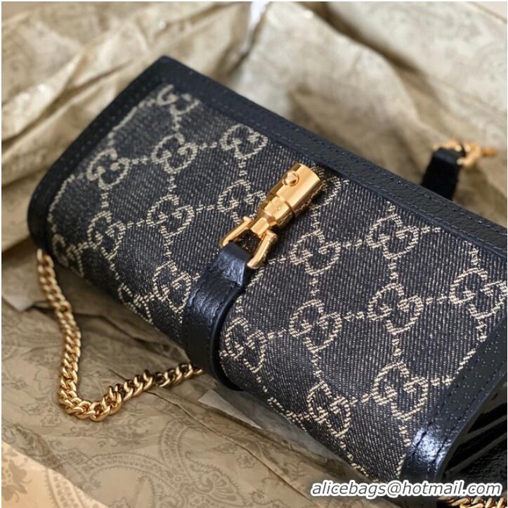 Promotional Gucci Jackie 1961 GG chain wallet 652681 blue