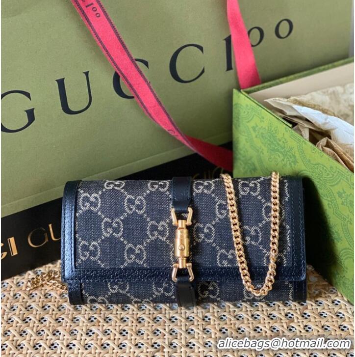 Promotional Gucci Jackie 1961 GG chain wallet 652681 blue