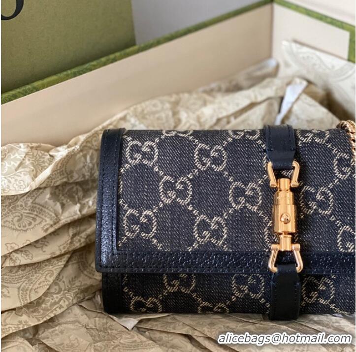 Promotional Gucci Jackie 1961 GG chain wallet 652681 blue