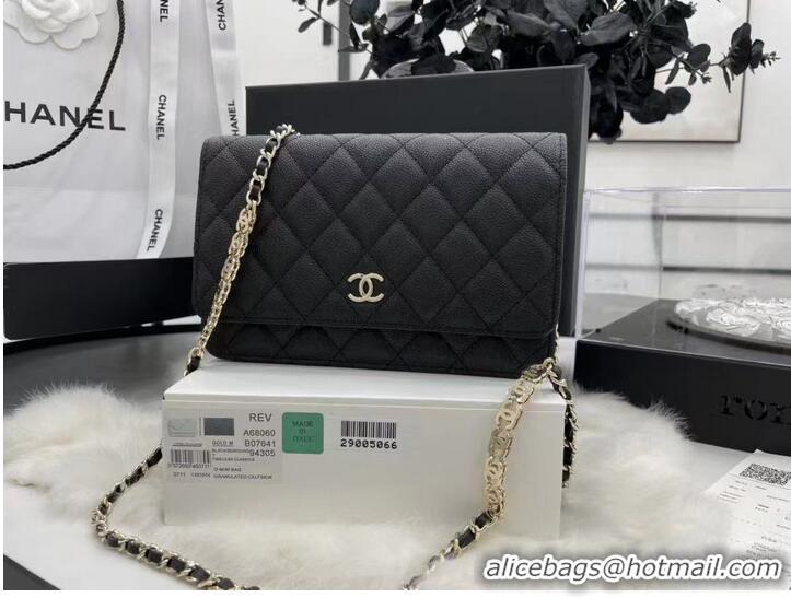 Inexpensive Chanel WOC Original Caviar Leather Flap cross-body bag CC33815 black & Silver chain