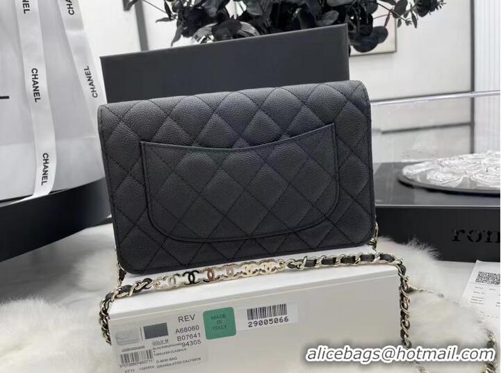 Inexpensive Chanel WOC Original Caviar Leather Flap cross-body bag CC33815 black & Silver chain