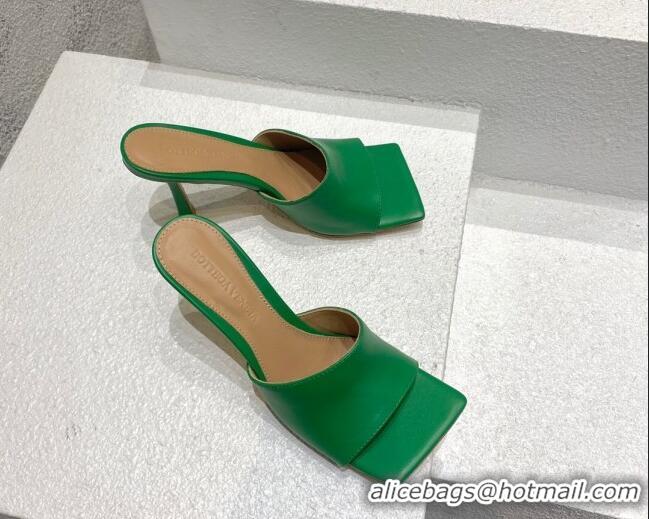 Luxury Discount Bottega Veneta Stretch Lambskin High Heel Slide Sandals 9.5cm Green 032152