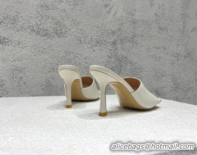 Pretty Style Bottega Veneta Stretch Lambskin High Heel Slide Sandals 9.5cm White 032153