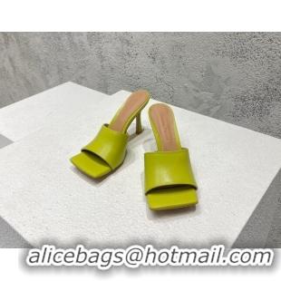 Sumptuous Bottega Veneta Stretch Lambskin High Heel Slide Sandals 9.5cm Kiwi Green 032154