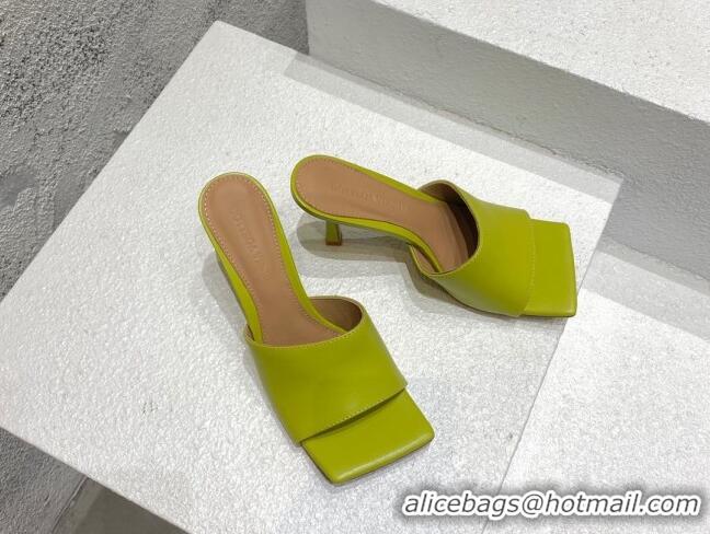 Sumptuous Bottega Veneta Stretch Lambskin High Heel Slide Sandals 9.5cm Kiwi Green 032154