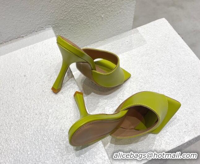 Sumptuous Bottega Veneta Stretch Lambskin High Heel Slide Sandals 9.5cm Kiwi Green 032154