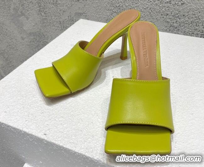 Sumptuous Bottega Veneta Stretch Lambskin High Heel Slide Sandals 9.5cm Kiwi Green 032154