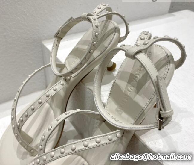 Luxurious Bottega Veneta Dot Lambskin Medium-Heel Sandals 5.5cm White 032157