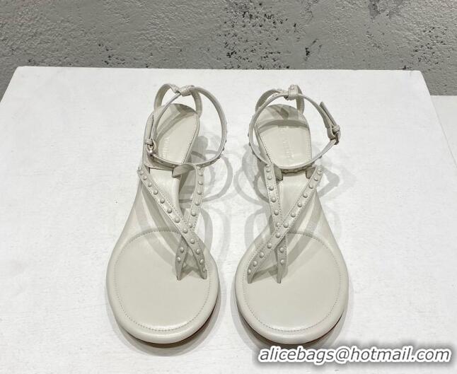 Luxurious Bottega Veneta Dot Lambskin Medium-Heel Sandals 5.5cm White 032157