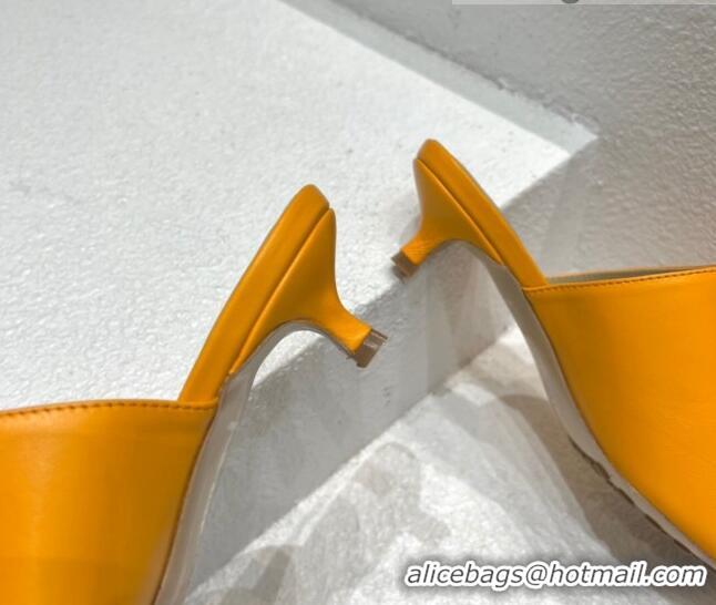 Stylish Bottega Veneta Stretch Lambskin Heel Sandals 4cm Orange 032159