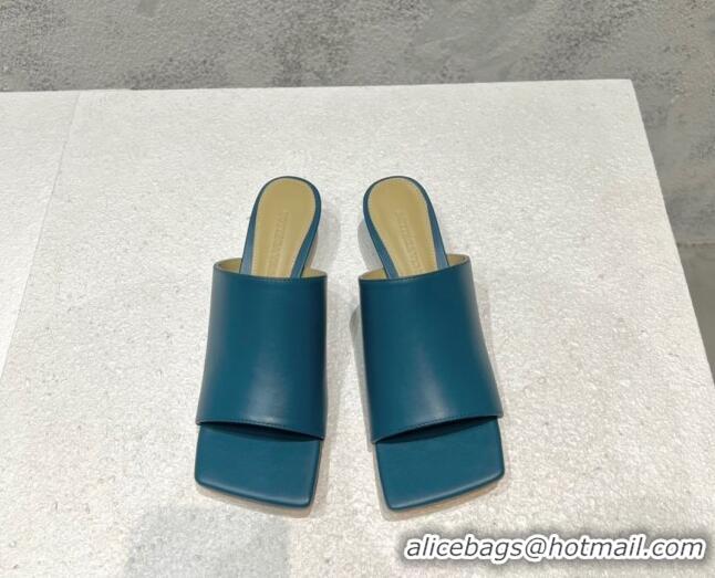 Stylish Bottega Veneta Stretch Lambskin Heel Sandals 4cm Blue 032161