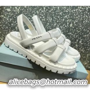 Duplicate Prada Nappa Leather Sandals White 032389