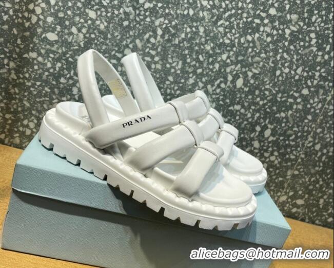 Duplicate Prada Nappa Leather Sandals White 032389