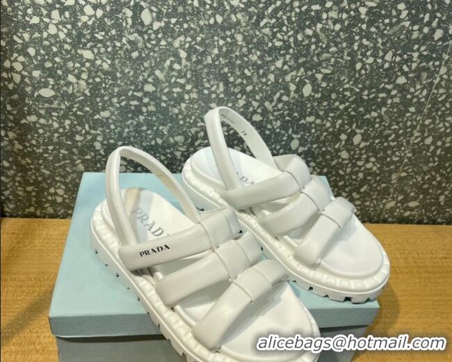 Duplicate Prada Nappa Leather Sandals White 032389