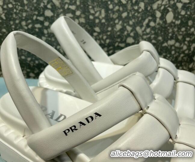 Duplicate Prada Nappa Leather Sandals White 032389