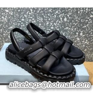 Best Price Prada Nappa Leather Sandals Black 032390