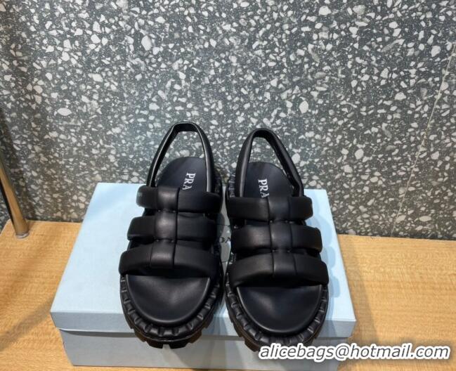 Best Price Prada Nappa Leather Sandals Black 032390