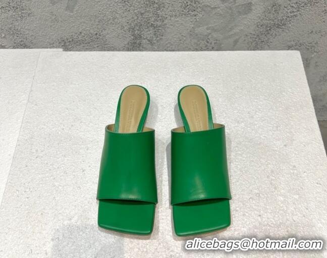 Good Quality Bottega Veneta Stretch Lambskin Heel Sandals 4cm Green 032164