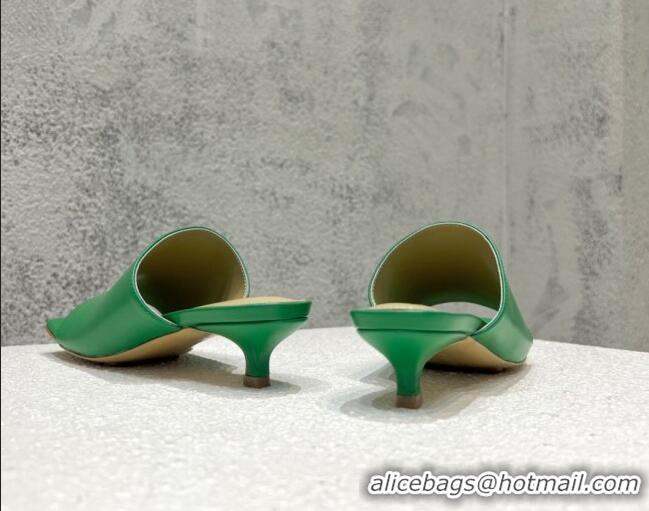 Good Quality Bottega Veneta Stretch Lambskin Heel Sandals 4cm Green 032164