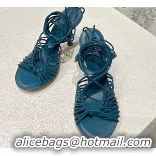 1:1 aaaaa Bottega Veneta Dot Strap Lamskin High Heel Sandals 9.5cm Blue 032169