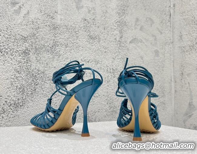 1:1 aaaaa Bottega Veneta Dot Strap Lamskin High Heel Sandals 9.5cm Blue 032169