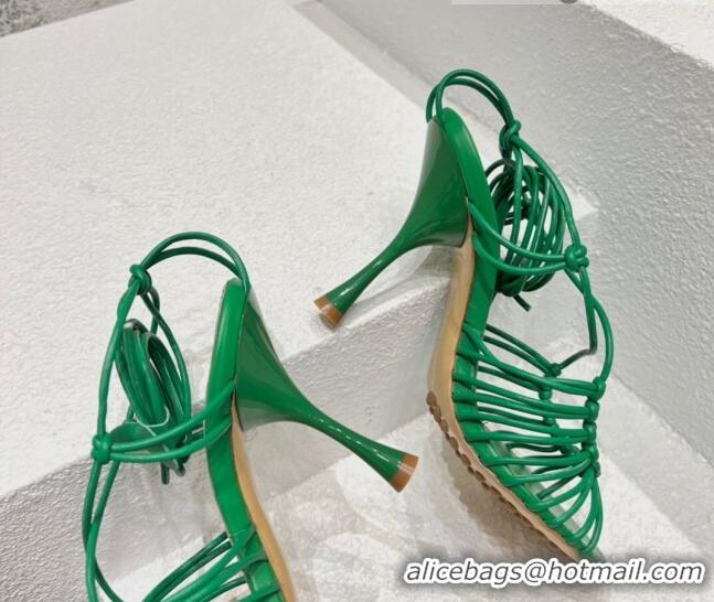 Top Grade Bottega Veneta Dot Strap Lamskin High Heel Sandals 9.5cm Green 032172