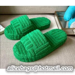 Good Quality Bottega Veneta Resort Sponge Towel Slides Sandals Grass Green 032173