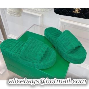 Good Looking Bottega Veneta Resort Sponge Towel Slides Sandals Green 032175