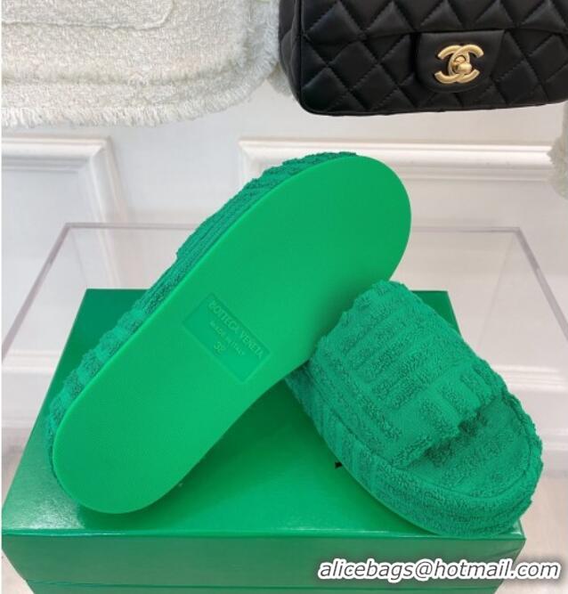 Good Looking Bottega Veneta Resort Sponge Towel Slides Sandals Green 032175