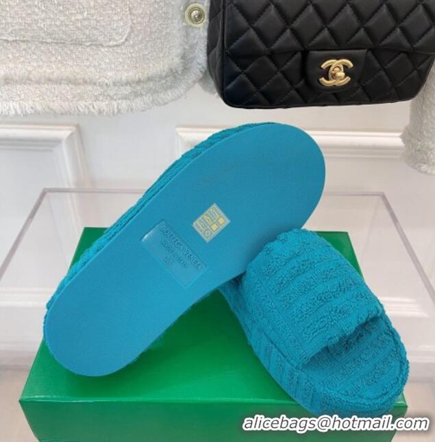 Hot Style Bottega Veneta Resort Sponge Towel Slides Sandals Blue 032176