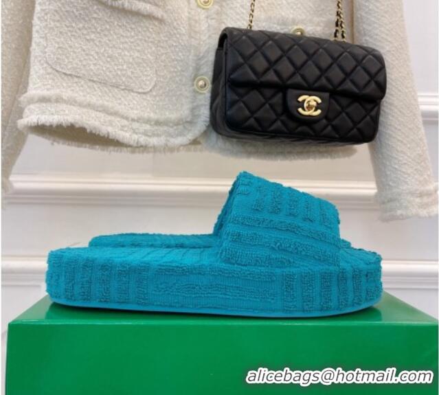 Hot Style Bottega Veneta Resort Sponge Towel Slides Sandals Blue 032176