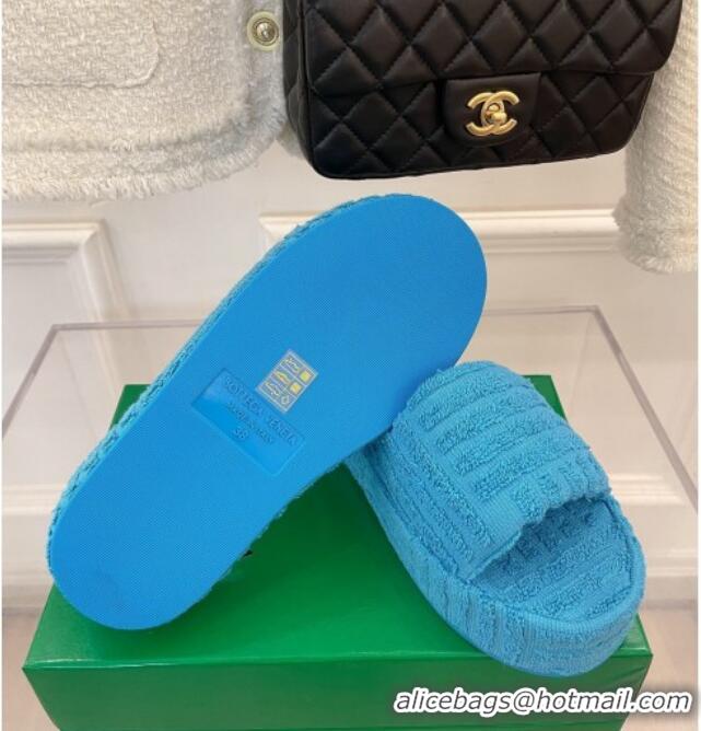 Sophisticated Bottega Veneta Resort Sponge Towel Slides Sandals Light Blue 032177