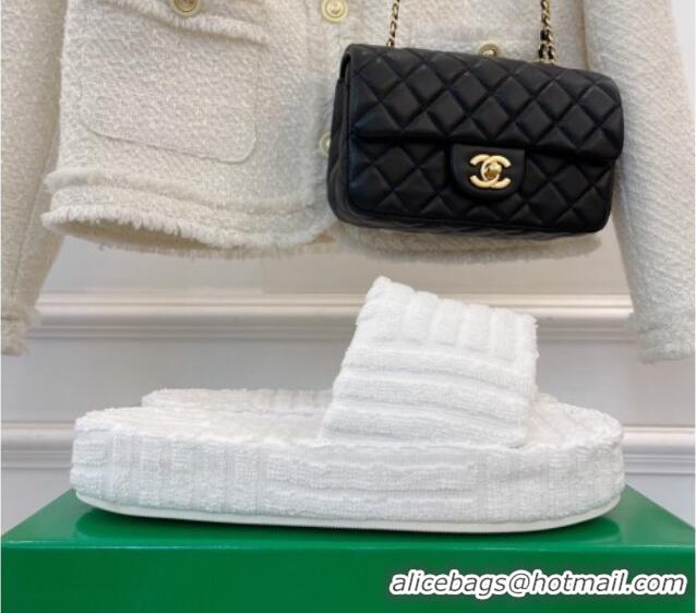 Trendy Design Bottega Veneta Resort Sponge Towel Slides Sandals White 032179