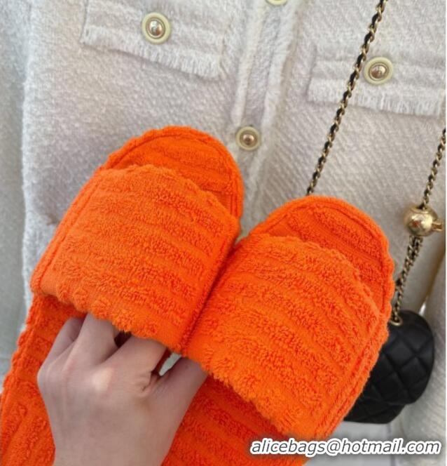 Stylish Bottega Veneta Resort Sponge Towel Slides Sandals Orange 032180