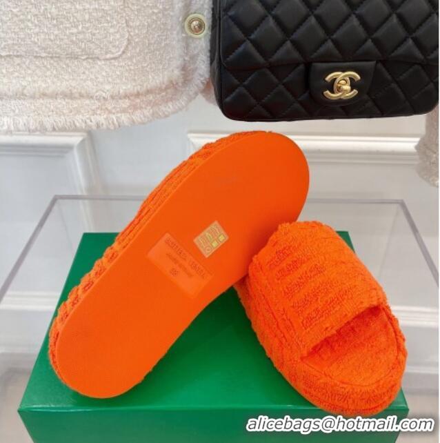 Stylish Bottega Veneta Resort Sponge Towel Slides Sandals Orange 032180