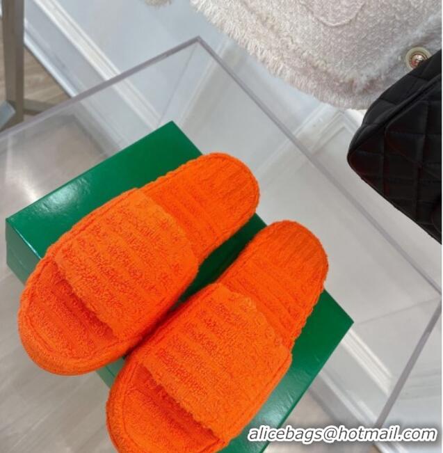 Stylish Bottega Veneta Resort Sponge Towel Slides Sandals Orange 032180