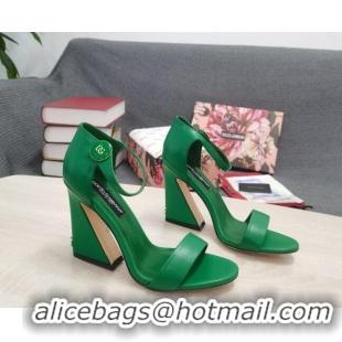 Duplicate Dolce & Gabbana DG Calf Leather High Heel Sandals 10.5cm Green 030542