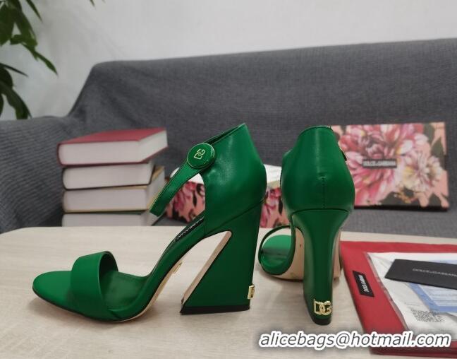 Duplicate Dolce & Gabbana DG Calf Leather High Heel Sandals 10.5cm Green 030542