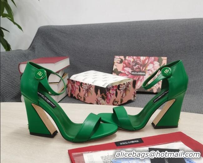 Duplicate Dolce & Gabbana DG Calf Leather High Heel Sandals 10.5cm Green 030542