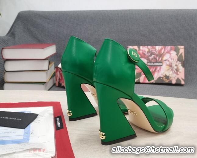 Duplicate Dolce & Gabbana DG Calf Leather High Heel Sandals 10.5cm Green 030542