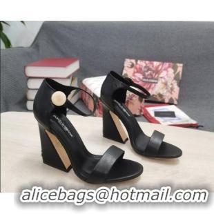 Lowest Price Dolce & Gabbana DG Calf Leather High Heel Sandals 10.5cm Black 030543