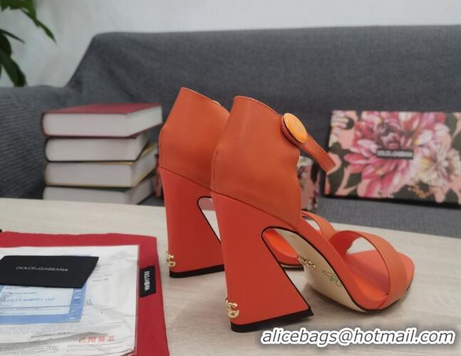 Purchase Dolce & Gabbana DG Calf Leather High Heel Sandals 10.5cm Orange 030544