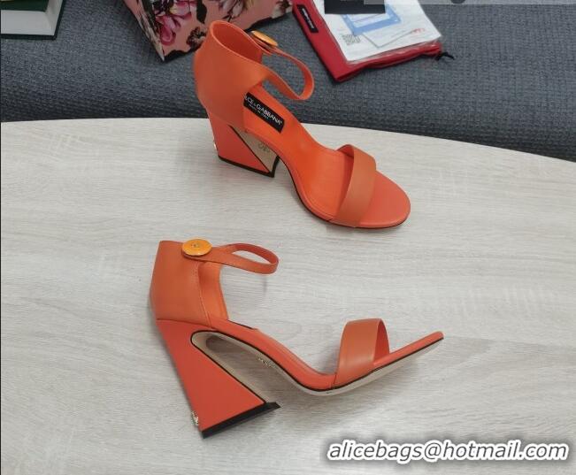 Purchase Dolce & Gabbana DG Calf Leather High Heel Sandals 10.5cm Orange 030544