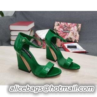 Most Popular Dolce & Gabbana DG Patent Leather High Heel Sandals 10.5cm Green 030546