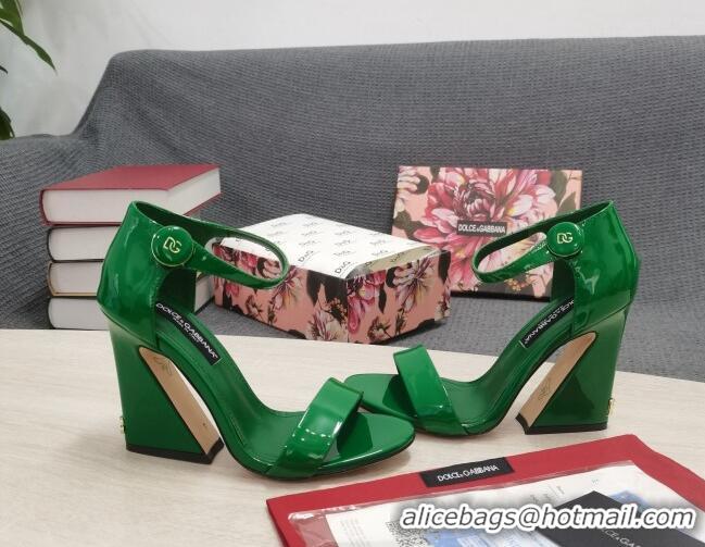 Most Popular Dolce & Gabbana DG Patent Leather High Heel Sandals 10.5cm Green 030546