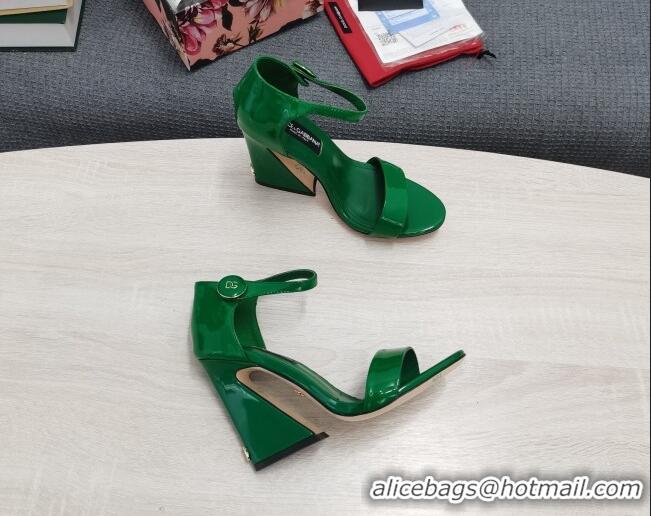 Most Popular Dolce & Gabbana DG Patent Leather High Heel Sandals 10.5cm Green 030546