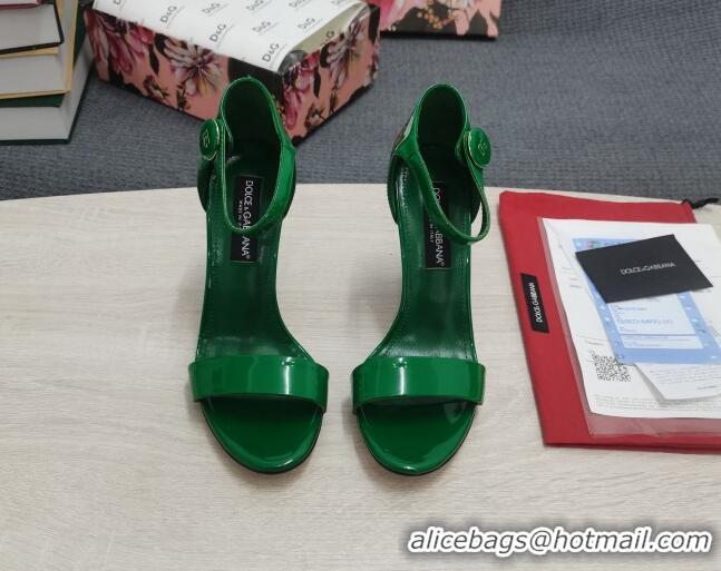 Most Popular Dolce & Gabbana DG Patent Leather High Heel Sandals 10.5cm Green 030546